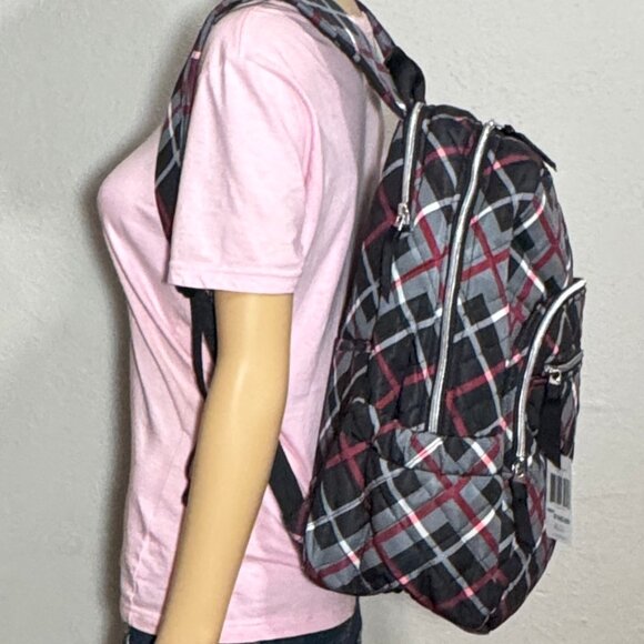 Vera Bradley Campus Backpack in Paris Plaid NWT Performance Twill - Picture 5 of 12